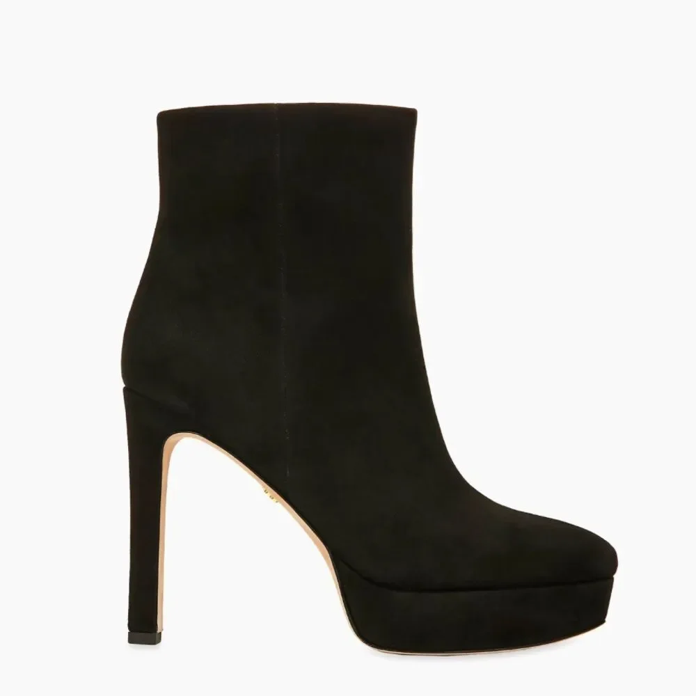 Veronica Beard Dali Suede Platform Ankle Boots, Black, New, Size 8 - Picture 3 of 16